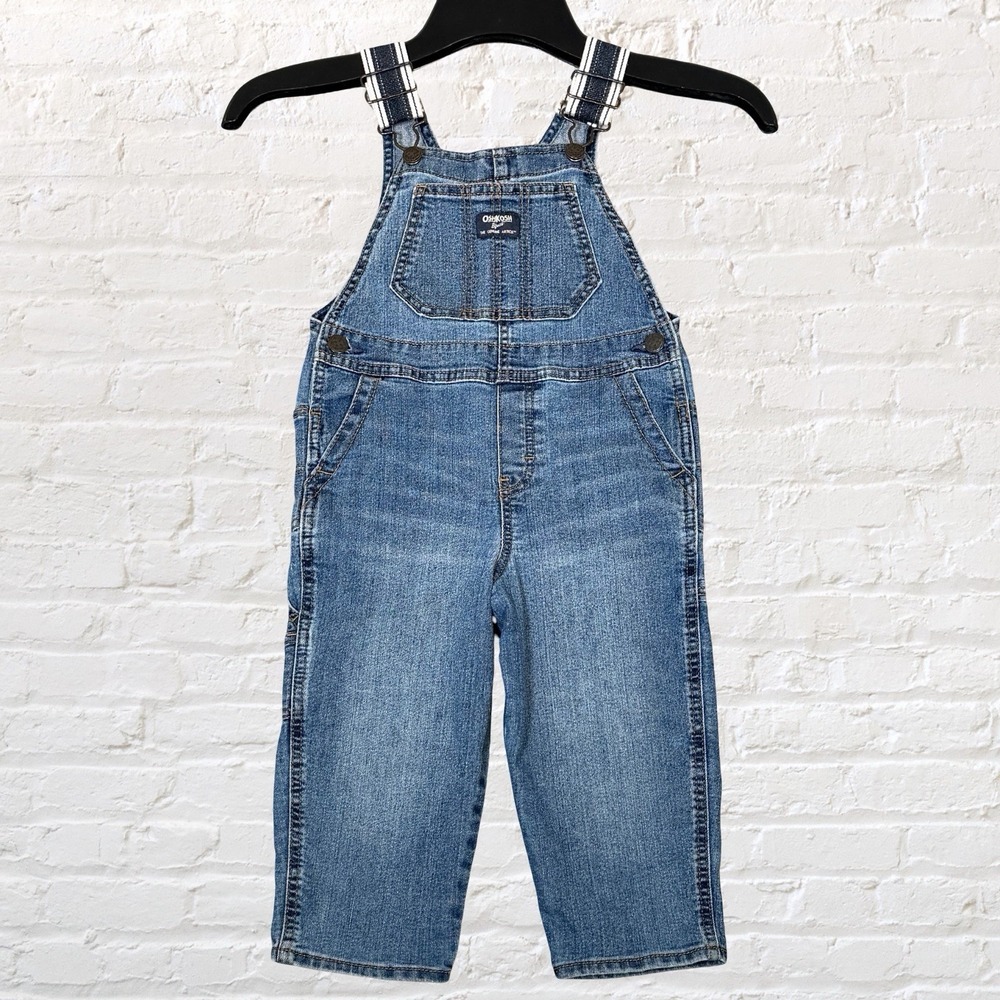 OshKosh B'gosh Toddler Denim Overalls 3T Blue Bib Carpenter Adjustable Vestbak